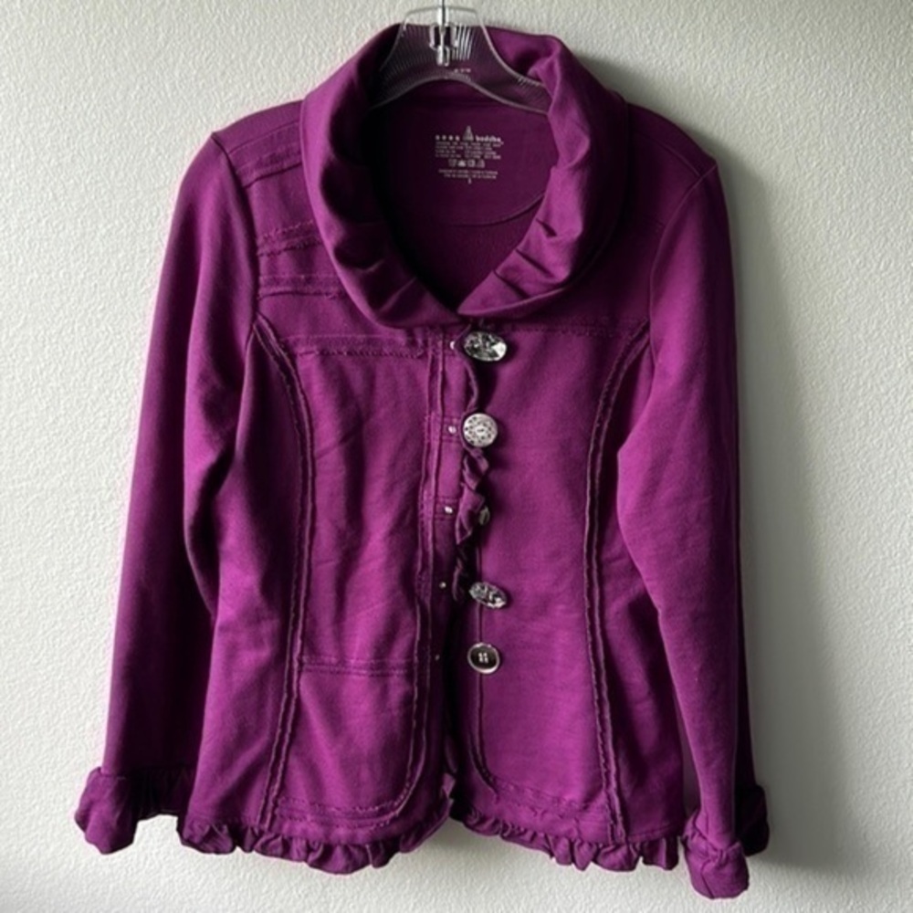 Neon Buddha jacket ruffled Barbiecore size small violet